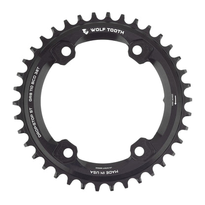 Drop-Stop ST / 38T 110 BCD Asymmetric 4-Bolt Chainrings for Shimano GRX Cranks