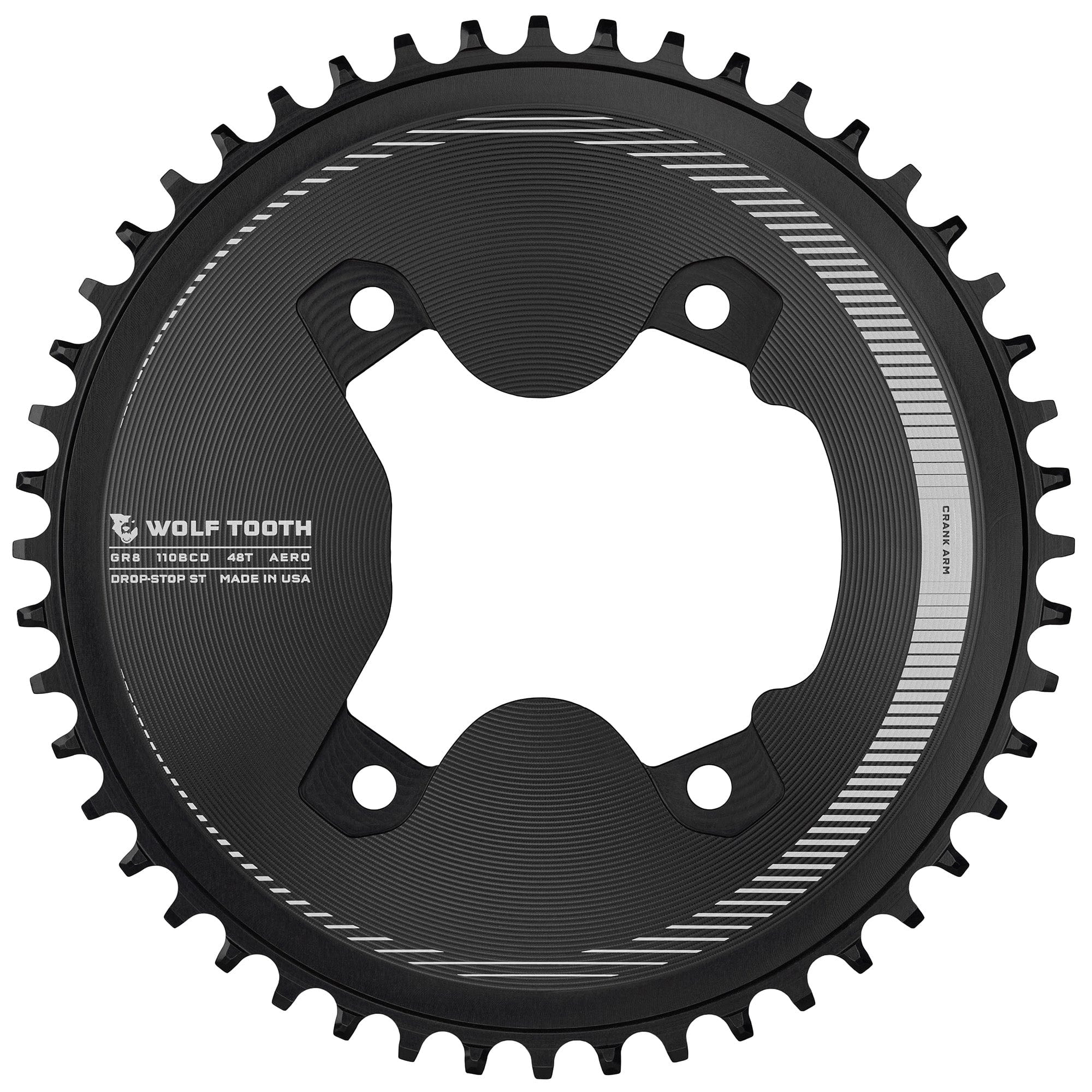 Drop-Stop ST / 46T Aero 110 BCD Asymmetric 4-Bolt Chainrings for Shimano GRX Cranks