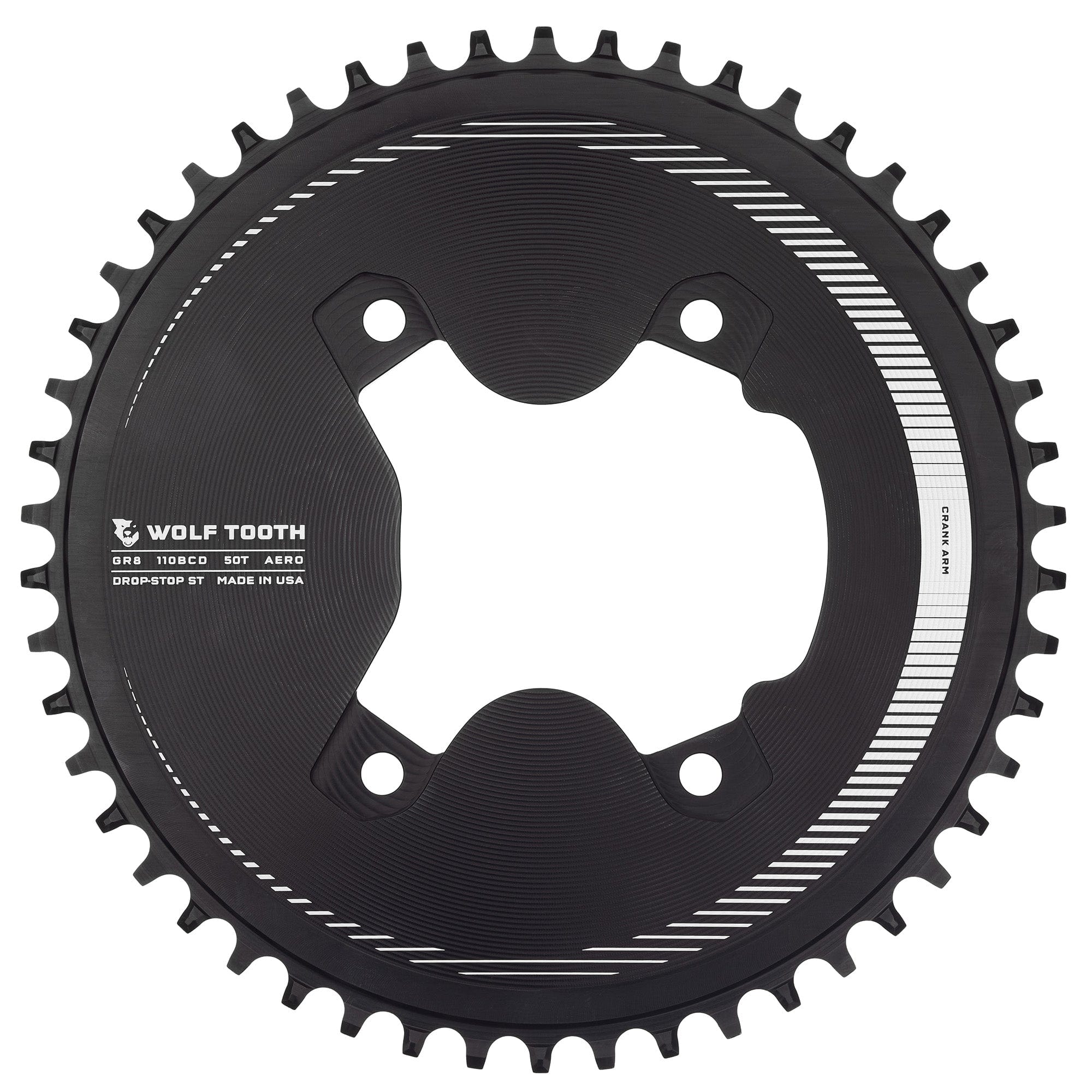 Drop-Stop ST / 50T 110 BCD Asymmetric 4-Bolt Chainrings for Shimano GRX Cranks