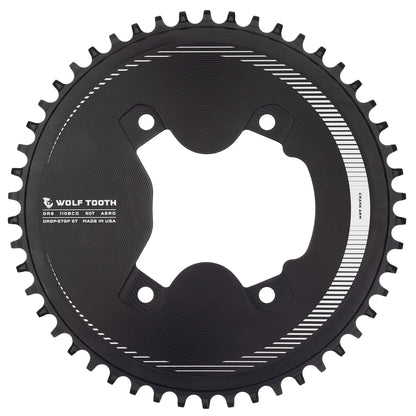 Drop-Stop ST / 50T Aero 110 BCD Asymmetric 4-Bolt Chainrings for Shimano GRX Cranks