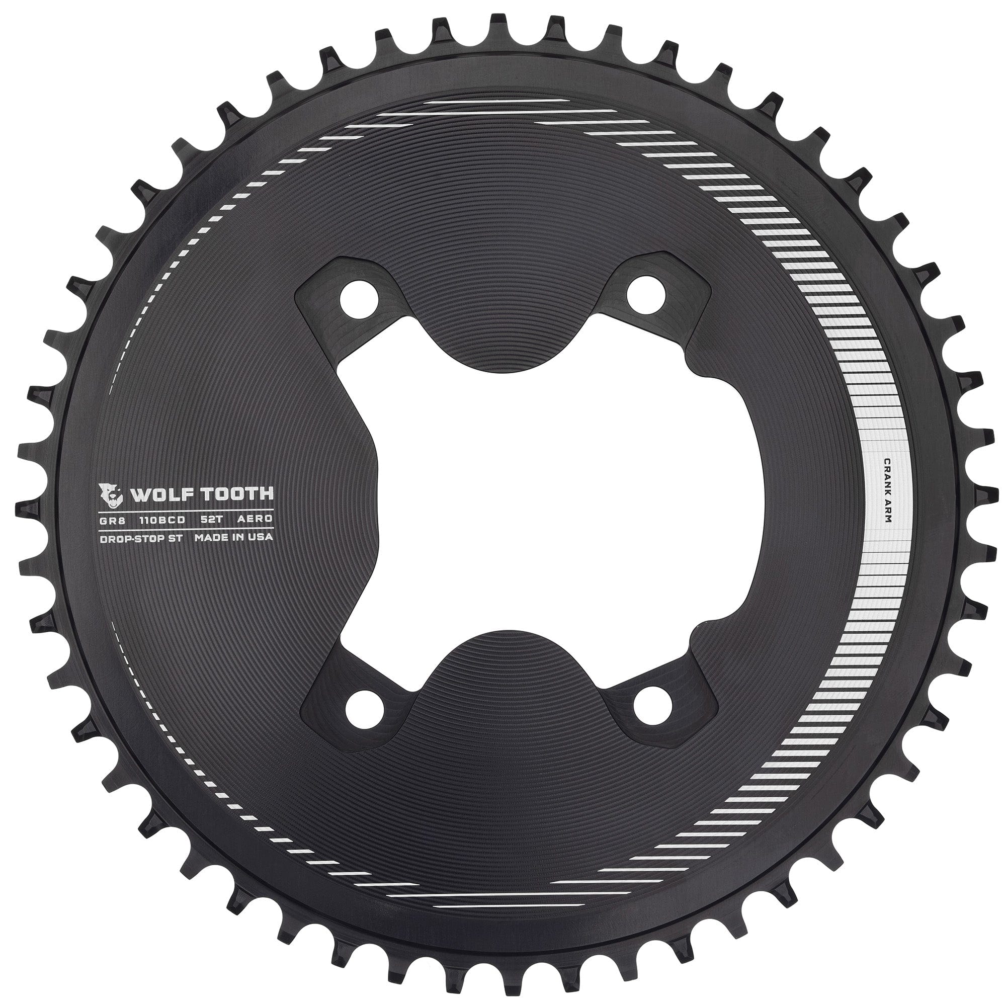 Drop-Stop ST / 52T 110 BCD Asymmetric 4-Bolt Chainrings for Shimano GRX Cranks