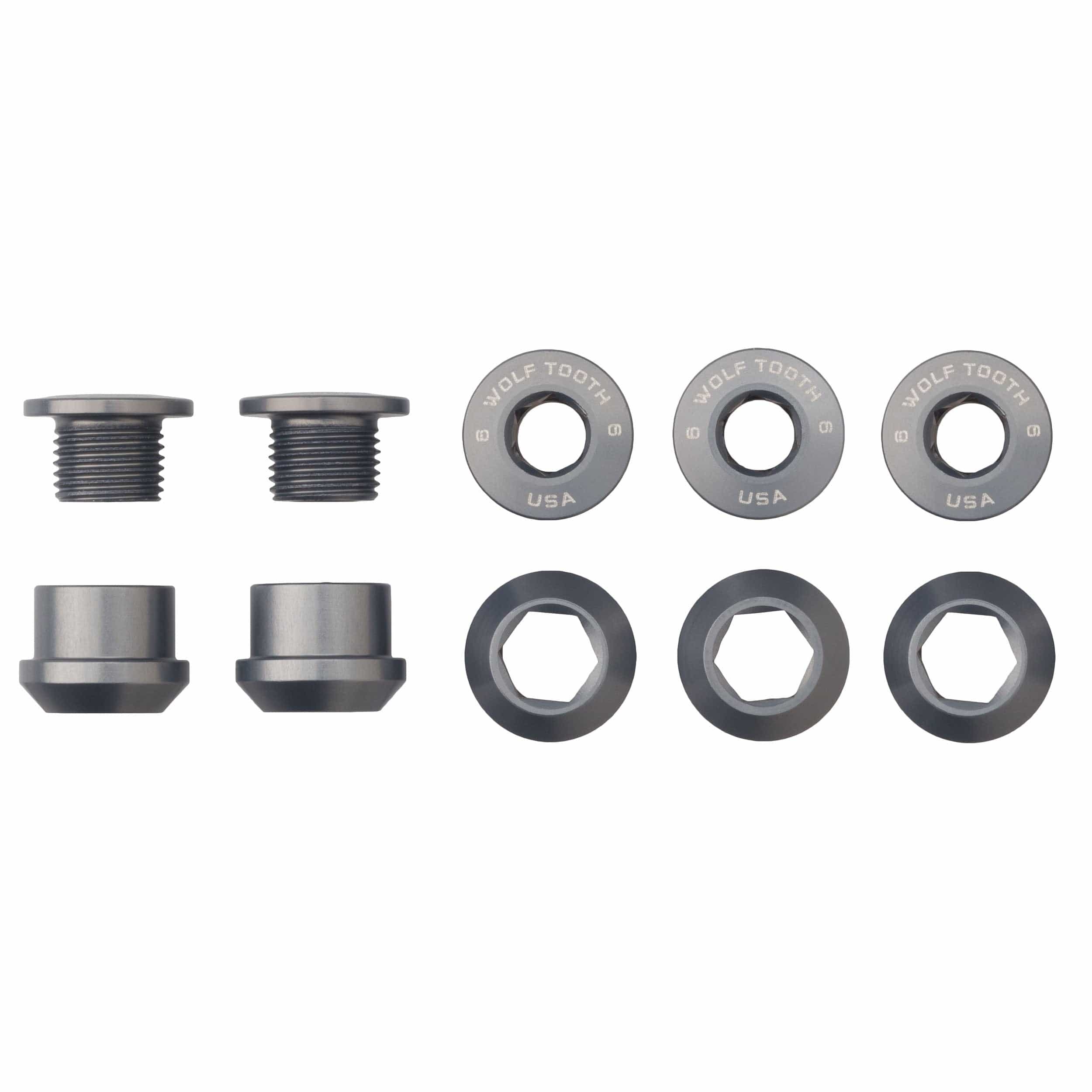 Aluminum / Grey Set of 5 Chainring Bolts+Nuts for 1X