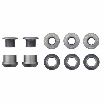 Aluminum / Grey Set of 5 Chainring Bolts+Nuts for 1X