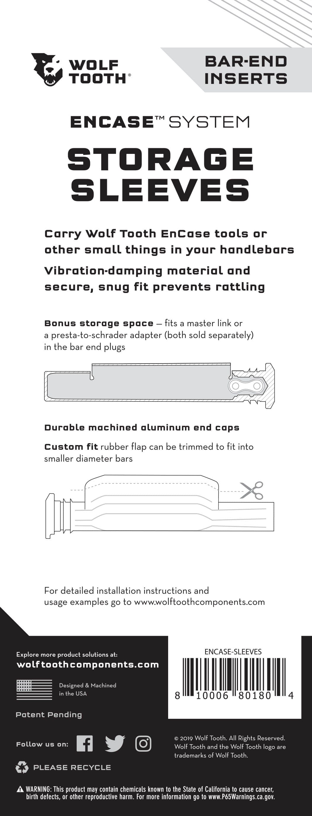 STORAGE SLEEVES EnCase System Handlebar Storage Sleeves