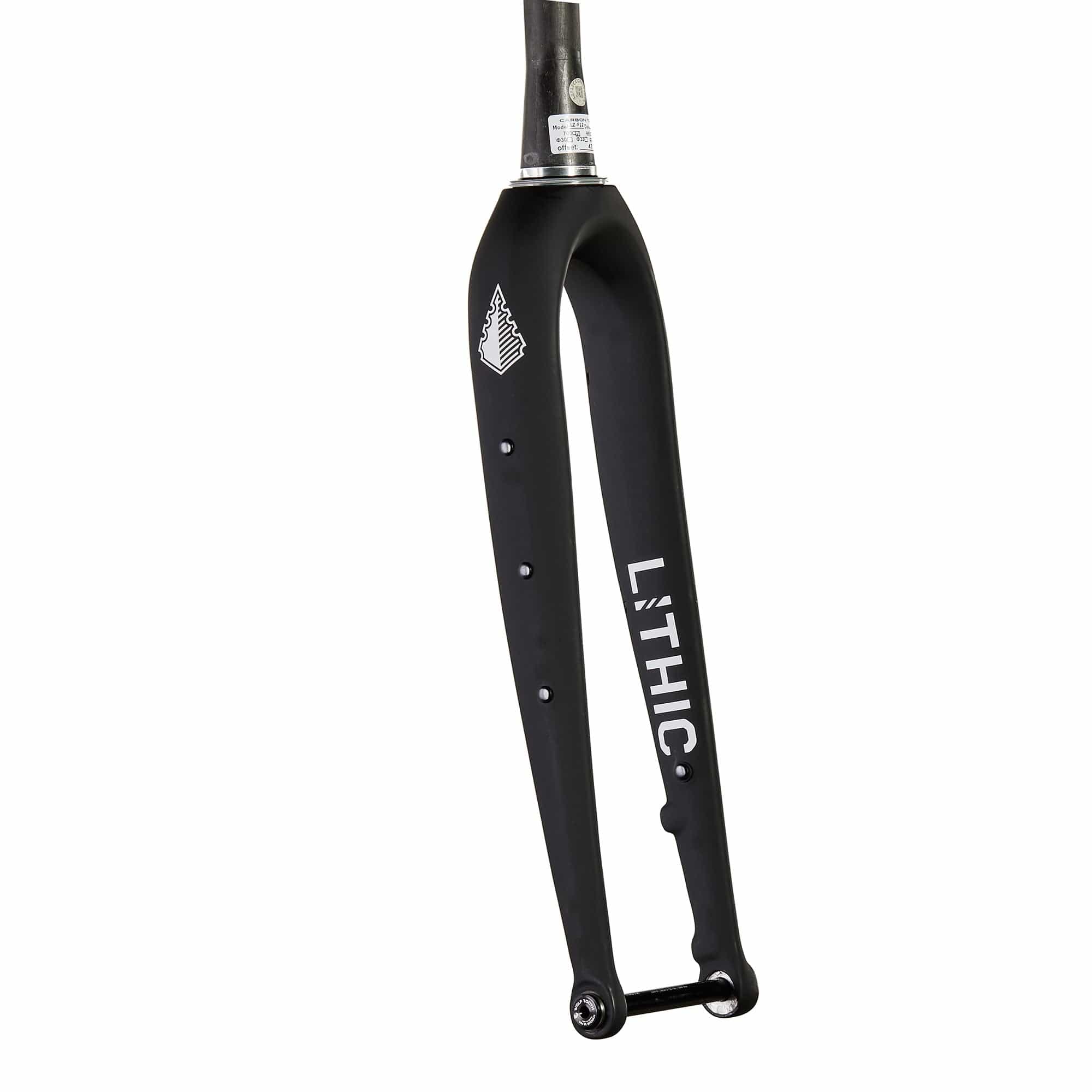 Black with Black Decals Lithic Carbon Gravel Fork