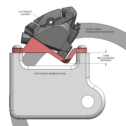 +20mm Post to Flat Mount Brake Adapter Post to Flat Mount Brake Adapter