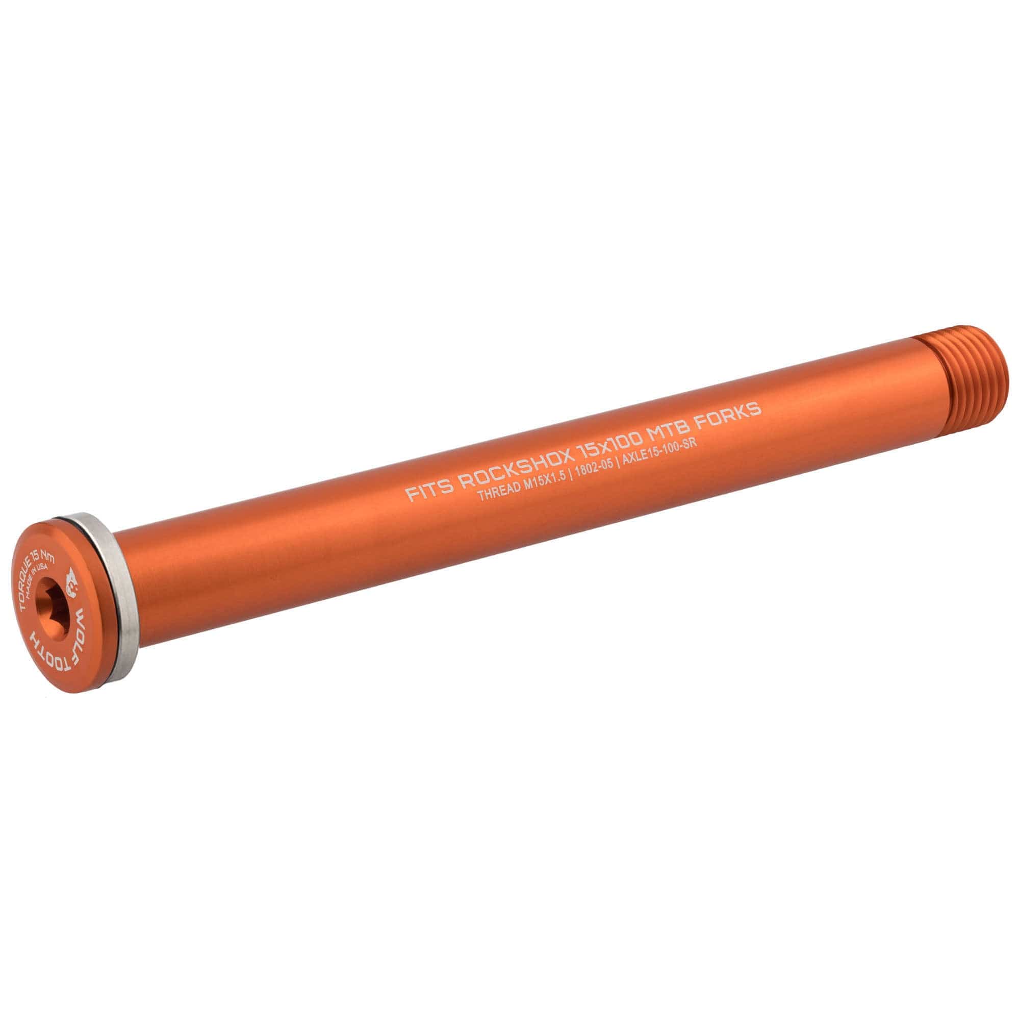 100mm Standard / Orange Front Axle for RockShox Suspension Forks and Fat Forks