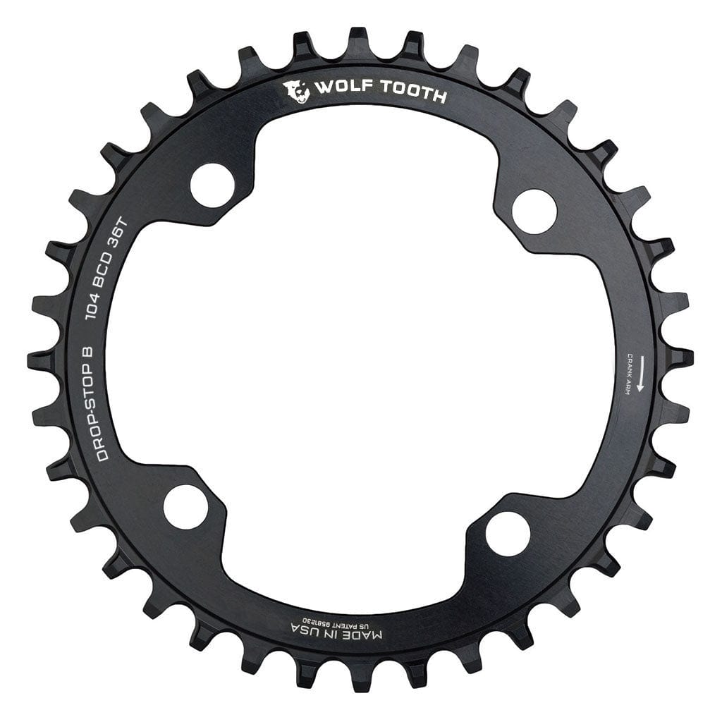 Black / 36T / Drop-Stop B 104 BCD Chainrings - Drop-Stop A