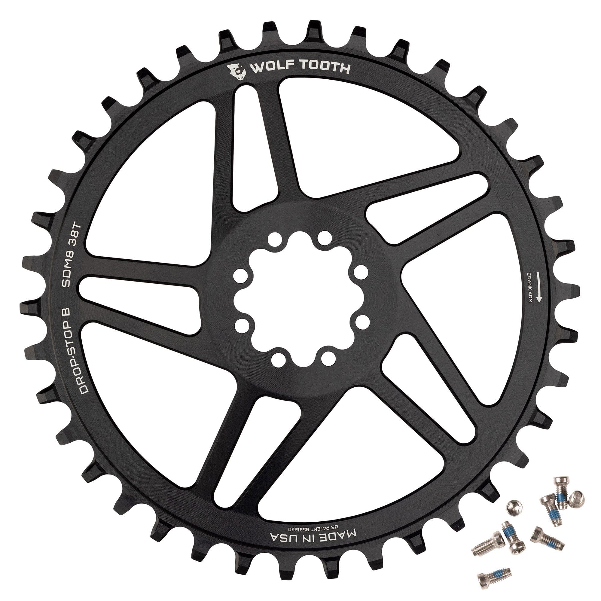 38T / Standard (45mm chainline) / Drop-Stop B Direct Mount Chainrings for SRAM 8-Bolt Gravel / Road Cranks