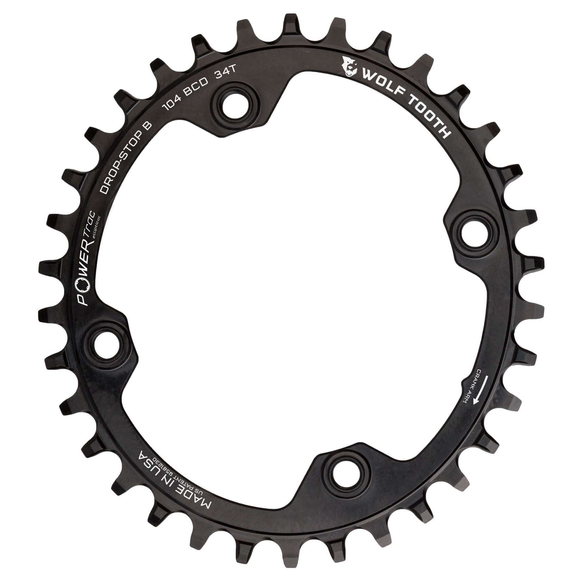 Black / 34T / Drop-Stop B Oval 104 BCD Chainrings