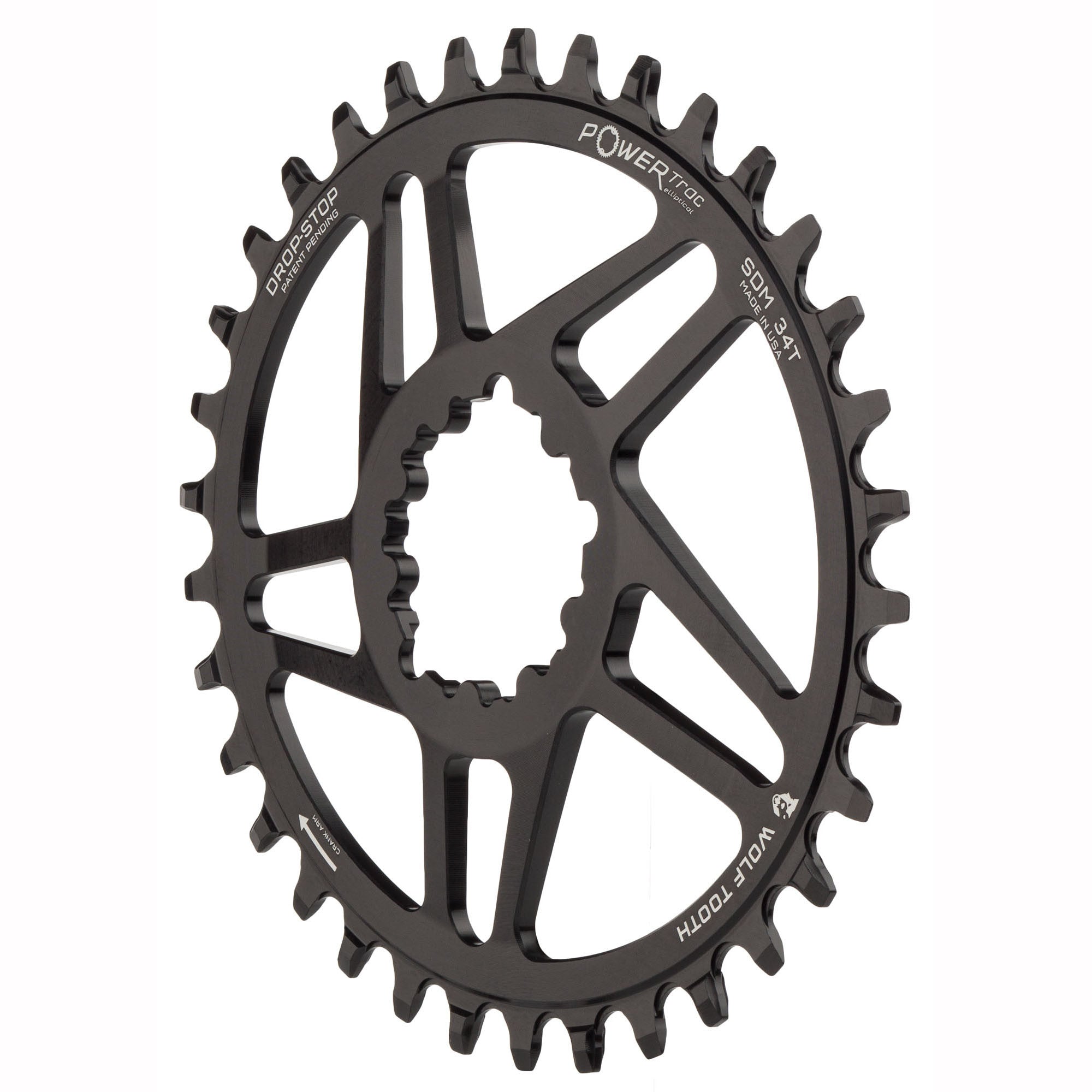 Elliptical chainring-SRAM direct mount-angle view